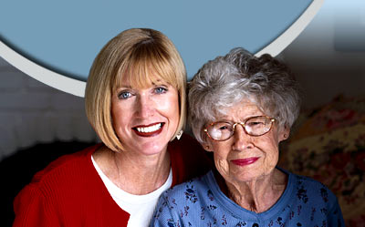 Two smiling women.