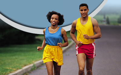 Man and woman jogging.